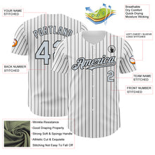 Load image into Gallery viewer, Custom White Black Pinstripe Silver Authentic Baseball Jersey
