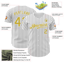 Load image into Gallery viewer, Custom White Black Pinstripe Old Gold Authentic Baseball Jersey