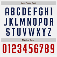 Load image into Gallery viewer, Custom White Navy Pinstripe Red Authentic Baseball Jersey