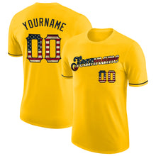 Load image into Gallery viewer, Custom Yellow Vintage USA Flag-Black Performance T-Shirt
