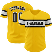 Load image into Gallery viewer, Custom Yellow Black-White Authentic Baseball Jersey