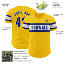 Load image into Gallery viewer, Custom Yellow Royal-White Authentic Baseball Jersey