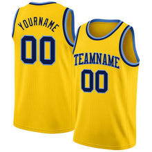 Load image into Gallery viewer, Custom Yellow Navy-Light Blue Authentic Basketball Jersey