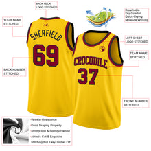 Load image into Gallery viewer, Custom Yellow Maroon-Black Authentic Basketball Jersey