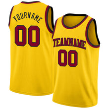 Load image into Gallery viewer, Custom Yellow Maroon-Black Authentic Basketball Jersey