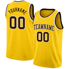 Load image into Gallery viewer, Custom Yellow Brown-White Authentic Basketball Jersey