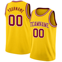 Load image into Gallery viewer, Custom Yellow Maroon-White Authentic Basketball Jersey