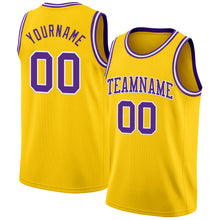Load image into Gallery viewer, Custom Yellow Purple-White Authentic Basketball Jersey