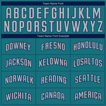Load image into Gallery viewer, Custom Teal Gray-Navy Authentic Baseball Jersey