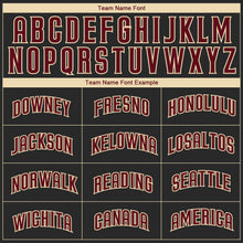 Load image into Gallery viewer, Custom Black Crimson-City Cream Authentic Baseball Jersey