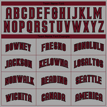Load image into Gallery viewer, Custom Gray Black-Crimson Authentic Baseball Jersey