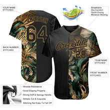 Load image into Gallery viewer, Custom 3D Pattern Design Golden And Green Tropical Leaves In The Style Of Jungle And Hawaii Authentic Baseball Jersey