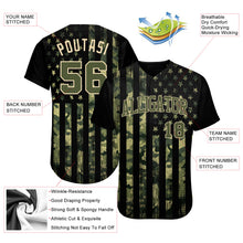 Load image into Gallery viewer, Custom Camo Olive-Cream 3D American Flag Authentic Salute To Service Baseball Jersey