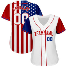 Load image into Gallery viewer, Custom White White-Red 3D American Flag Authentic Baseball Jersey