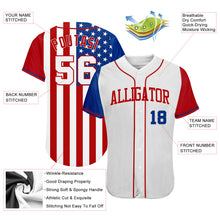 Load image into Gallery viewer, Custom White White-Red 3D American Flag Authentic Baseball Jersey