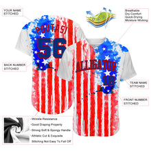 Load image into Gallery viewer, Custom White Royal-Red 3D American Flag Authentic Baseball Jersey