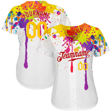 Load image into Gallery viewer, Custom 3D Pattern Design Colorful Bright Ink Splashes Authentic Baseball Jersey