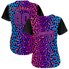 Load image into Gallery viewer, Custom Purple Purple-Pink 3D Pattern Design Leopard Authentic Baseball Jersey