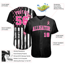 Load image into Gallery viewer, Custom 3D American Flag With Pink Ribbon Breast Cancer Awareness Month Women Health Care Support Authentic Baseball Jersey