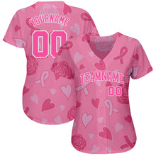 Load image into Gallery viewer, Custom 3D Pink Ribbon Breast Cancer Awareness Month Women Health Care Support Authentic Baseball Jersey