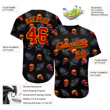 Load image into Gallery viewer, Custom 3D Pattern Halloween Skulls And Palm Leaves Authentic Baseball Jersey