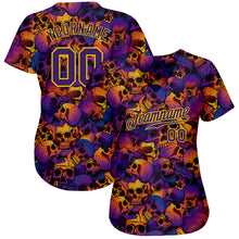 Load image into Gallery viewer, Custom 3D Pattern Halloween Skulls Authentic Baseball Jersey