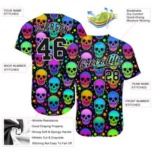 Load image into Gallery viewer, Custom 3D Pattern Bright Multicolored Halloween Skulls Authentic Baseball Jersey