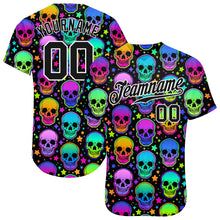 Load image into Gallery viewer, Custom 3D Pattern Bright Multicolored Halloween Skulls Authentic Baseball Jersey