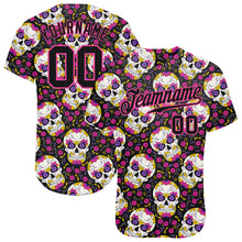 Load image into Gallery viewer, Custom 3D Pattern Halloween Skulls With Floral Authentic Baseball Jersey
