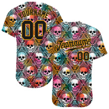 Load image into Gallery viewer, Custom 3D Pattern Halloween Skulls Authentic Baseball Jersey