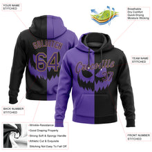 Load image into Gallery viewer, Custom Stitched Black Purple-Old Gold 3D Pattern Scary Faces Of Halloween Pumpkin Sports Pullover Sweatshirt Salute To Service Hoodie