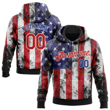 Load image into Gallery viewer, Custom Stitched White Red Royal-Black 3D American Flag Fashion Sports Pullover Sweatshirt Hoodie