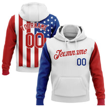 Load image into Gallery viewer, Custom Stitched White Red-Royal 3D American Flag Fashion Sports Pullover Sweatshirt Hoodie