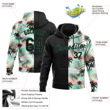 Load image into Gallery viewer, Custom Stitched Black Black-Kelly Green 3D Pattern Design Tropical Palm Leaves Sports Pullover Sweatshirt Hoodie