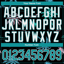 Load image into Gallery viewer, Custom Stitched Black Aqua-White 3D Pattern Design Hawaii Palm Trees Sports Pullover Sweatshirt Hoodie