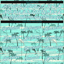 Load image into Gallery viewer, Custom Stitched Aqua White 3D Pattern Design Hawaii Palm Trees Sports Pullover Sweatshirt Hoodie