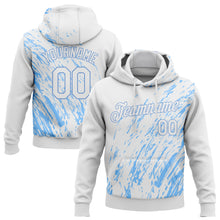 Load image into Gallery viewer, Custom Stitched White White-Light Blue 3D Pattern Design Sports Pullover Sweatshirt Hoodie