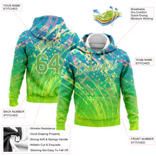 Load image into Gallery viewer, Custom Stitched Neon Green Neon Green-White 3D Pattern Design Gradient Abstract Curve Line Sports Pullover Sweatshirt Hoodie