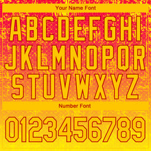 Load image into Gallery viewer, Custom Stitched Red Gold 3D Pattern Design Gradient Abstract Grid Line Sports Pullover Sweatshirt Hoodie