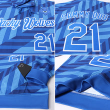Load image into Gallery viewer, Custom Stitched Powder Blue Royal-White 3D Pattern Design Sports Pullover Sweatshirt Hoodie