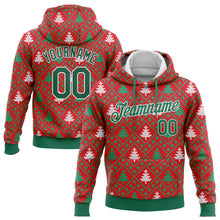 Load image into Gallery viewer, Custom Stitched Red Kelly Green-White 3D Christmas Trees Sports Pullover Sweatshirt Hoodie