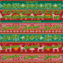Load image into Gallery viewer, Custom Stitched Red Kelly Green-Gold 3D Christmas Reindeers Sports Pullover Sweatshirt Hoodie
