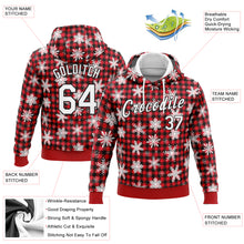 Load image into Gallery viewer, Custom Stitched Red White-Black 3D Christmas Plaid And Snow Sports Pullover Sweatshirt Hoodie