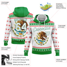 Load image into Gallery viewer, Custom Stitched Kelly Green White-Red 3D Mexican Flag Sports Pullover Sweatshirt Hoodie