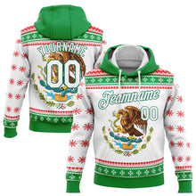 Load image into Gallery viewer, Custom Stitched Kelly Green White-Red 3D Mexican Flag Sports Pullover Sweatshirt Hoodie
