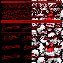 Load image into Gallery viewer, Custom Stitched White Black-Red 3D Skulls And Christmas Santa's Hat Sports Pullover Sweatshirt Hoodie