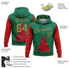 Load image into Gallery viewer, Custom Stitched Kelly Green Old Gold-Red 3D Christmas Tree Sports Pullover Sweatshirt Hoodie