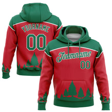 Load image into Gallery viewer, Custom Stitched Red Kelly Green-White 3D Christmas Trees Sports Pullover Sweatshirt Hoodie