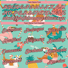 Load image into Gallery viewer, Custom Stitched Aqua Medium Pink-Brown 3D Tropical Christmas Santas With Reindeers And Flamingos Sports Pullover Sweatshirt Hoodie