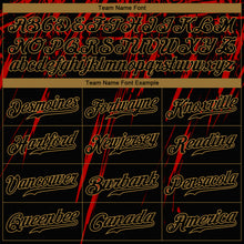 Load image into Gallery viewer, Custom Black Black Red-Old Gold 3D Pattern Design Authentic Baseball Jersey
